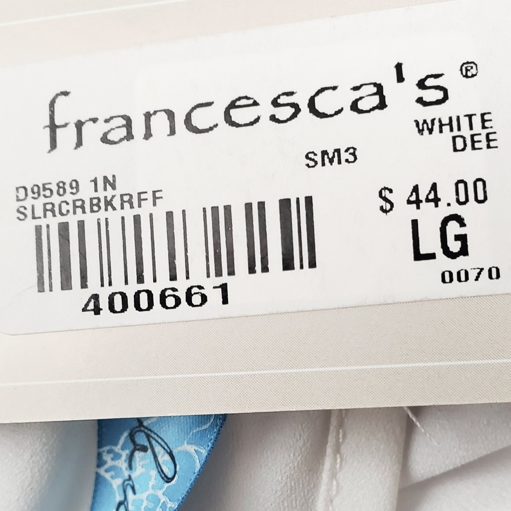 Francesca's ruffle v neck racerback sleeveless white dress size large - Picture 4 of 7